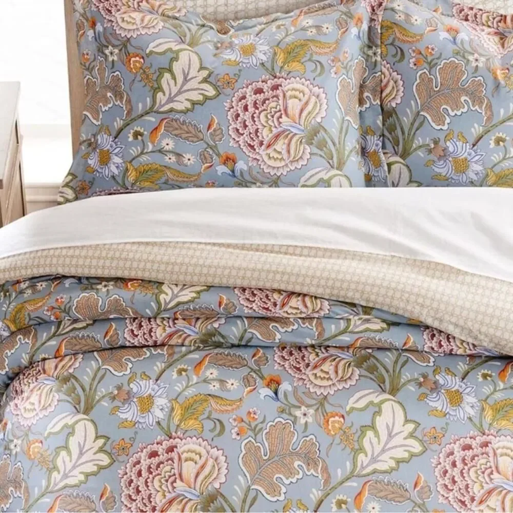 🆕 PB Style Floral Queen Duvet Cover 3 piece Set Cotton Bedding Soft Luxury NEW